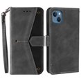 thumbnail image 1 of For Iphone 14 Plus Skin-Touch Studded Leather Case (With Strap) Gray, 1 of 5