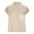 thumbnail image 4 of Mock Neck Tops for Women Short Sleeve T-Shirts 2025 Spring Casual Pullover Tops with Pocket Basic Tee Tops, 4 of 6