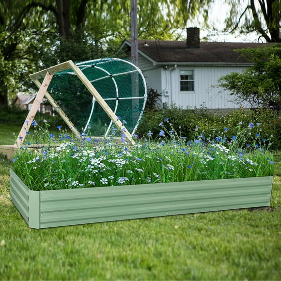 Lit de Jardin Surélevé en Métal, Boîte de Jardinière de Jardin de 8 x 3 x 1ft pour Cultiver des Légumes Herbes Fleurs, Résistant aux Intempéries et Antirouille