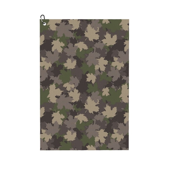 Golf Towels for Golf Bags For Men Women - Camouflage maple 24x16in Absorbent Quick Drying Golf Towel for Cleaning Golf Ball Club Golf Bag Accessories with Carabiner