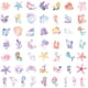 thumbnail image 3 of Pegatinas con diseño de sirenas en acuarela, 50 unidades, vinilo impermeable, 5-10 cm, 3 of 3