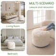 thumbnail image 6 of BYBYME Round Ottoman,Plush Striped Footrest,A Modern Foam Stuffed Poof Perfect to Rest Your Feet,20x15,Suitable for Living Rooms,Beige, 6 of 9