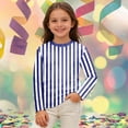 thumbnail image 2 of Glisme Boys Stripe Long Sleeve T Shirt Colorful Round Neck Casual Top Comfortable Blend Tee Dark Blue T-Shirt Size 110, 2 of 4