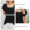 thumbnail image 3 of Mujeres corto flutter mangas Top doble capas suelta verano color puro casual camiseta, 3 of 7