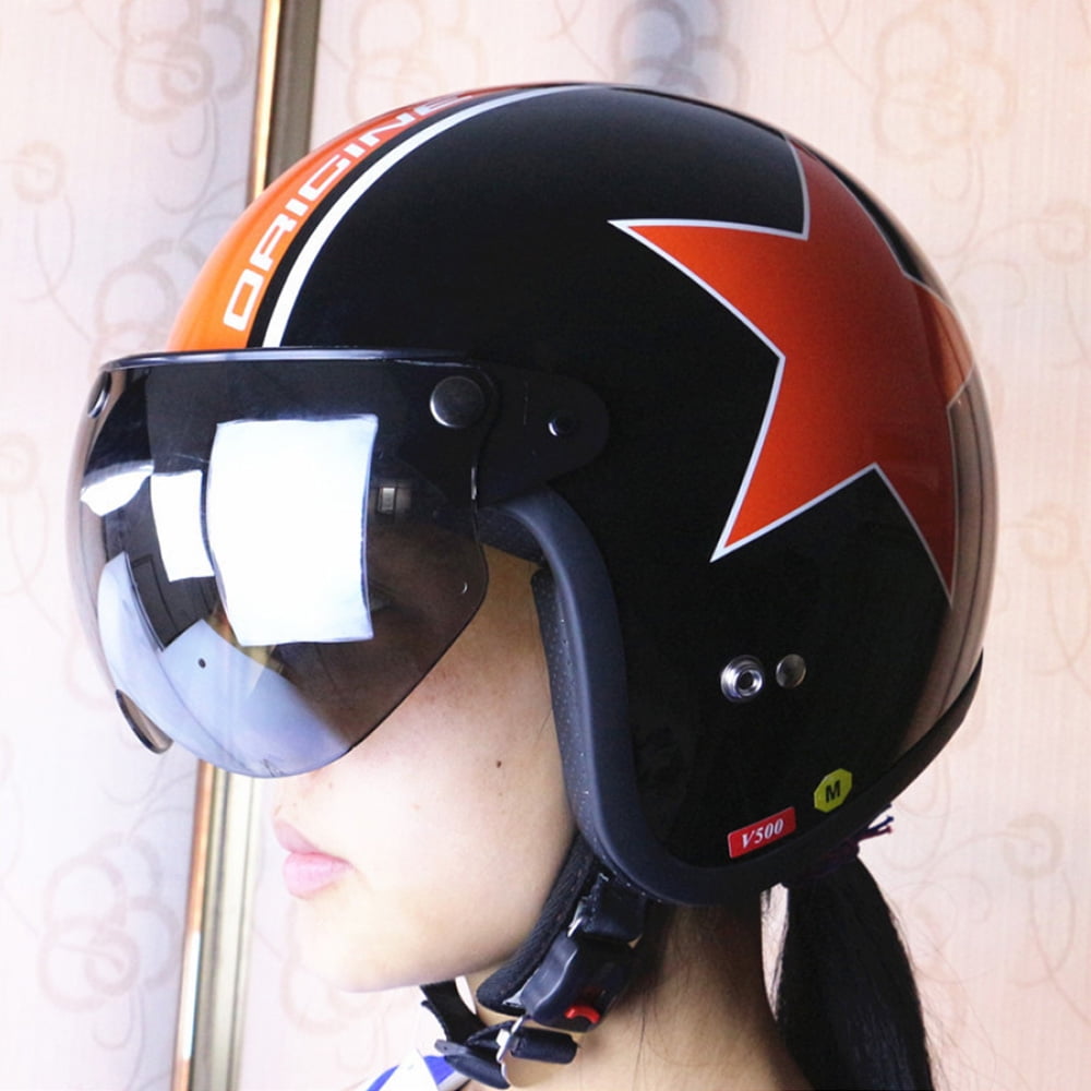 LightSmoke, One Size Universal 3 Snap Flip Up Visor Face Shield Lens for Open Face Motorcycle Helmets by MotorFansClub 