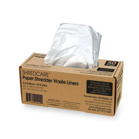 Shredcare 50-Pack Paper Shredder Waste Bin Liners - Small - up to 6.6 gallons