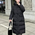thumbnail image 4 of Lovskoo 2024 Womens Winter Coats Hooded Quilted Jacket Loose Long Sleeve Cotton-Padded Jacket Long Frock Coat Black, 4 of 6