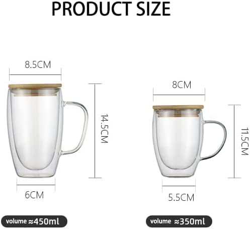 2-Pack 15 Oz Double Walled Glass Coffee Mugs with Handle,Large Insulated  Layer Coffee Cups,Clear Borosilicate Mugs,Perfect for Cappuccino,Tea,Latte,Espresso,Hot  Beverage,Wine,Microwave Safe - Yahoo Shopping