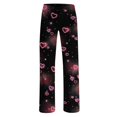 thumbnail image 4 of LEBONYARD Wide Leg Pants Clearance,Women's Home Pocket Print Pajamas Daily Home Clothes Long Pants Black XXXXL, 4 of 4
