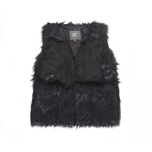 Faux Fur Vest - Black - Large