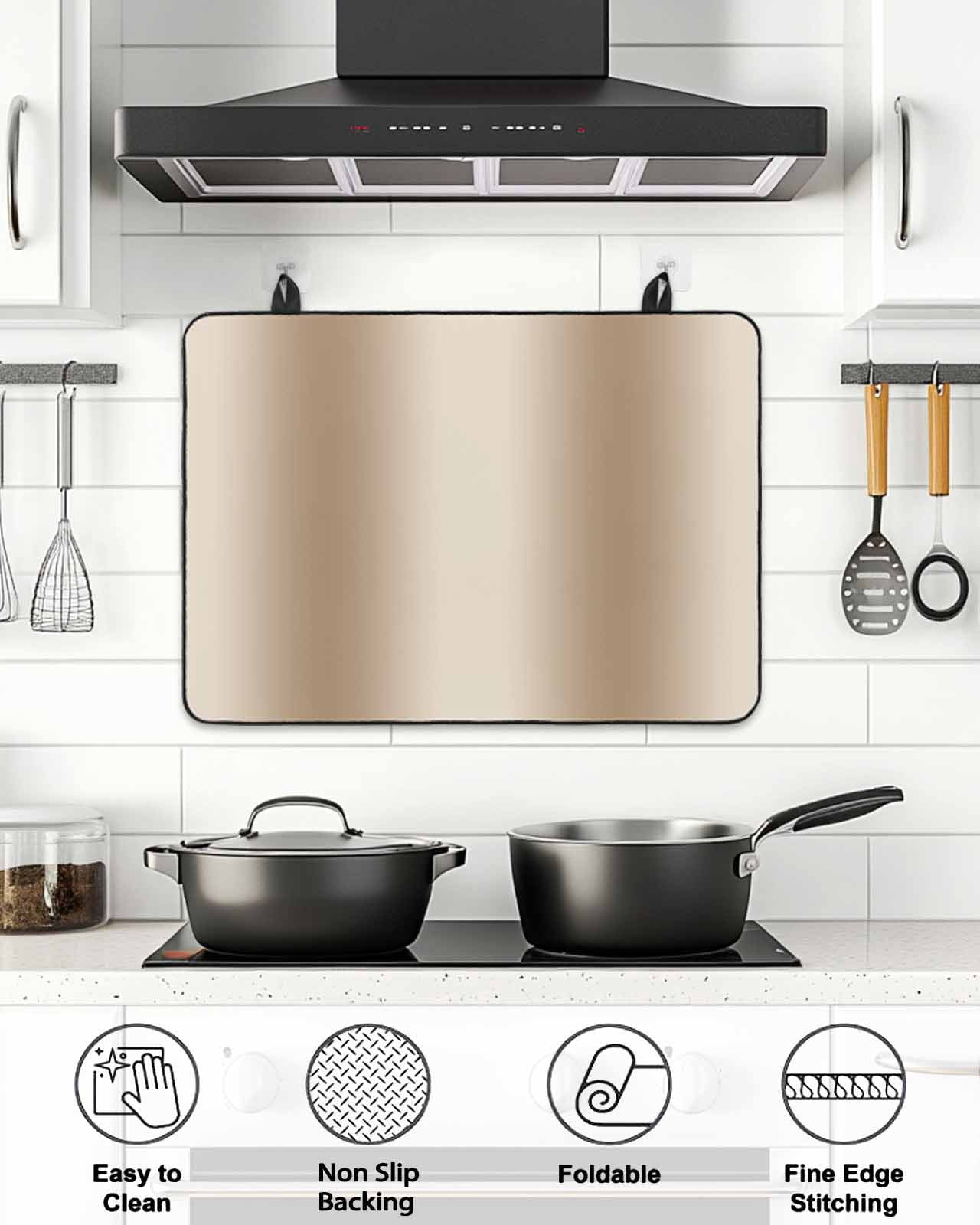 Stove Top Covers for Electric Stove, Khaki Ombre Glass Stovetop Cover Protector, Modern Abstract Art Farmhouse Gradient Induction Cooktop Protector Oven Mat for Kitchen Countertop 28.5"x20.5"