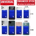 thumbnail image 5 of Double Pocket - Adhesive Card Holder - Cell Phone Pouch - Stick on Lycra Pocket - Carry Credit Cards and Cash (Blue), 5 of 9