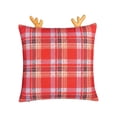 thumbnail image 2 of Fmbmuo Tartan Plaid Throw Pillow with Insert, 18 Inch Soft Brushed Woven Fabric Christmas Cushion with Reindeer Antlers for Farmhouse Home Decor, 2 of 6