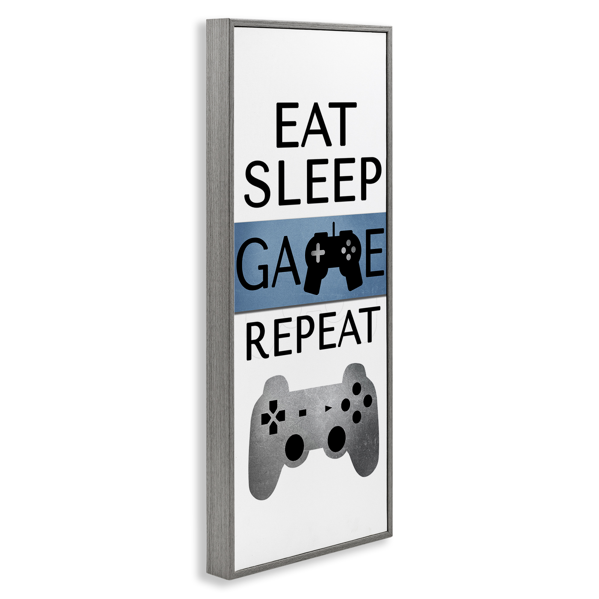 Stupell Industries Game Repeat Lifestyle Typography Painting Gray Framed Art Print Wall Art, 13 x 30