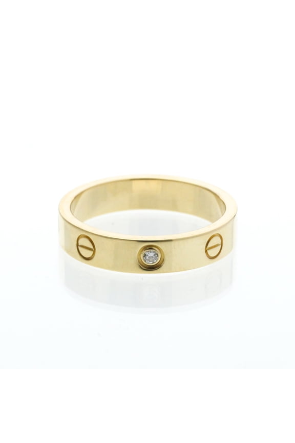 Pre-Owned Cartier Mini Love Ring 1P Diamond Yellow Gold (18K) Fashion Band Ring Gold (Good)