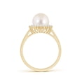 thumbnail image 2 of ANGARA Freshwater Cultured Pearl Ring with Floral Halo in 14K Yellow Gold for Women | June Birthstone, Birthday, Anniversary, Jewelry Gift for Women | Natural Pearl Ring, 2 of 8