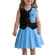 thumbnail image 1 of Odeerbi Niñas 2 Piezas Preppy Traje Satén Flor Camisa Sin Mangas y Falda Plisada Conjunto Uniforme Escolar, 1 of 9