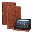 thumbnail image 2 of FJLBDE Case for Amazon Kindle Fire Max 11 (13th Gen, 2023), Embossed Flower PU Leather Flip Wallet Folio Stand Cover, Brown, 2 of 7