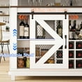 thumbnail image 6 of PUKAMI 55" Farmhouse Coffee Bar with LED Lights, Coffee Bar Cabinet with Storage and Hutch, Wine Bar with Sliding Barn Door & Wine and Glass Rack for Living Room, Kitchen (White), 6 of 16
