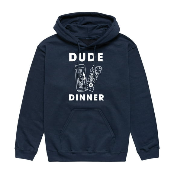 Instant Message - Dude Dinner Energy Drink Protein Bar - Men's Pullover Hooded Fleece Sweatshirt