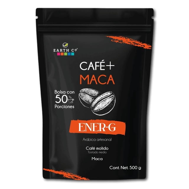 Earth Co | Café + Maca Ener-G | Más Energía y Mejor Rendimiento | Café molido tostado medio| 500g.