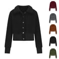 thumbnail image 6 of Lovskoo 2024 Women's Button Down Sherpa Shacket Jacket Long Sleeve Faux Fur Warm Fall Winter Outwear Fuzzy Fleece Short Coats Black, 6 of 6