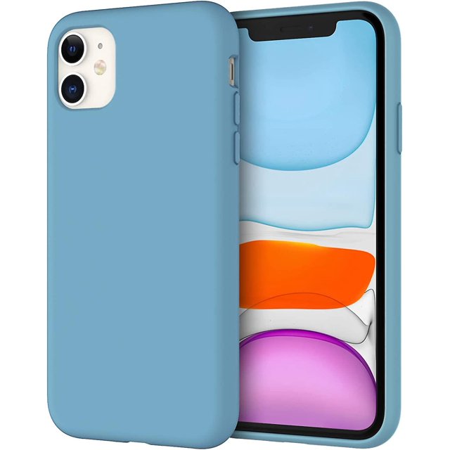 Funda de Silicona para iPhone 11 (2019) de 6,1 Pulgadas, Funda Protectora de Cuerpo Completo con Tacto Suave y Sedoso, Funda a Prueba de Golpes con Forro de Microfibra, Aciano