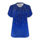 thumbnail image 5 of Camiseta de Base de Impresión de Manga Corta con Cuello en V para las Mujeres, Más Tamaño Estante de Imitación Casual Superior, 5 of 9