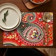 thumbnail image 4 of Vintage Boho Paisley Placemats Set of 6, Flax Linen Table Mats with Heat Resistant Wrinkle Free and Colorful Retro Floral Pattern Featuring Elegant Mandala Designs, 4 of 5