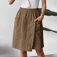 thumbnail image 6 of IWRICH Women's Casual Skorts High Waist Summer Linen Knee Length Shorts Solid Tennis Golf Beach Loose Trendy Skirt with Pockets Brown S, 6 of 7