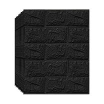 33 Pieces 3D Wall Panel Tear Tape Foam Brick Wallpaper Faux Brick Wall Panel Decorative Self-Adhesive Wall Tile Waterproof Wall Panel For Bedrooms, Bathrooms, Kitchens, Fireplaces (Black)