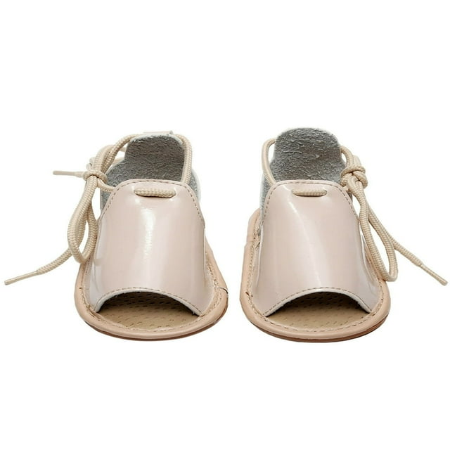 Baby Crib Shoes Summer Lace Up Sandals Soft Anti-Slip Sole First Walkers