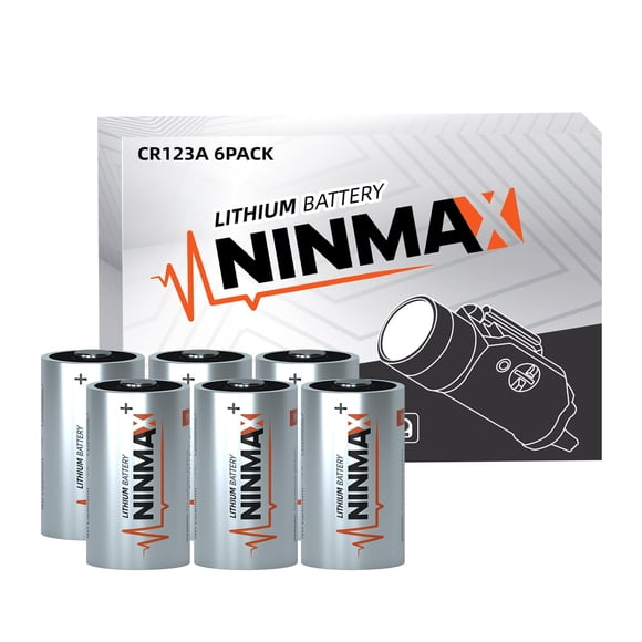 Batería de litio NINMAX CR123A 3V 1700mAh de alta potencia, paquete de 6