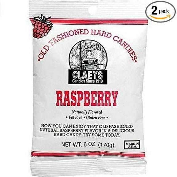 Claeys Raspberry Old Fashioned Hard Candies 6 oz. (Pack of 2)