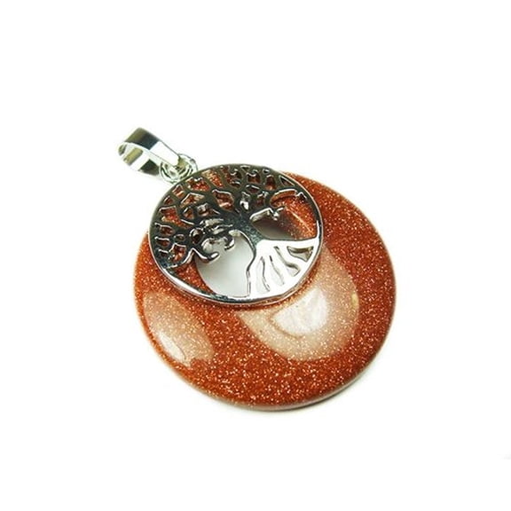 28mm Goldstone Agogo Round Pendant With A Bail For Jewelry Making