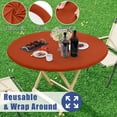 thumbnail image 5 of Round Spandex Tablecloth, Elastic Fitted Waterproof Tablecloths for 36"-44" Tables, Stretch Washable Picnic Table Cover for Camping, Dining, Indoor and Outdoor, Rust, 5 of 6