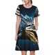 thumbnail image 1 of Easygdp Starry Sky Colorful Crocodile para Vestido Transpirable de Mujer, Vestido Suelto de Manga Corta con Pliegues y Bolsillos para el Verano, 1 of 6
