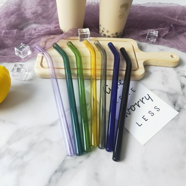 Pajita de vidrio de borosilicato de color alto de 8*200, pajita para té con leche ecológica, juego de regalo creativo