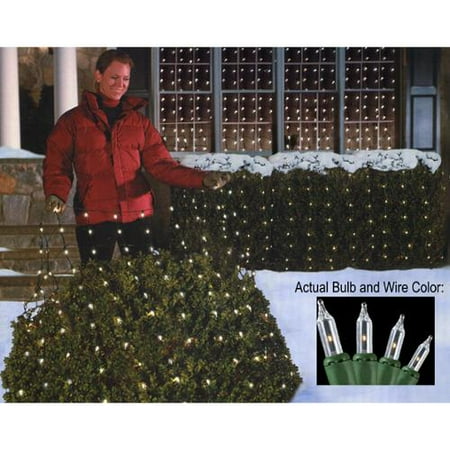 Wire Christmas Light - 4' x 6' Clear Mini Net Style Christmas Lights - Green Wire