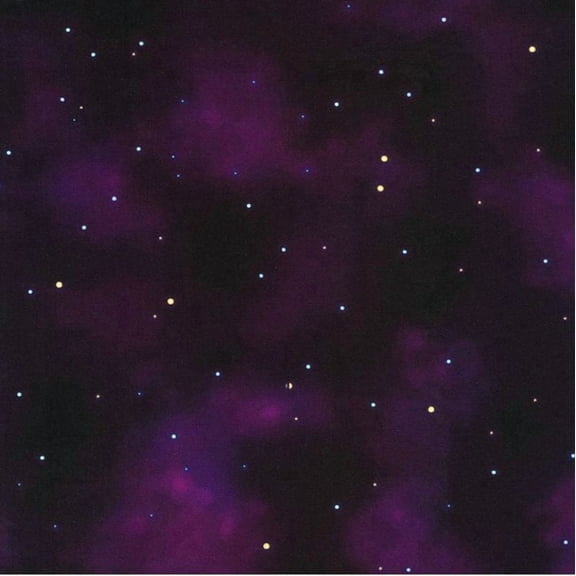 Cotton Night Fable Sky Stars Starry Space on Purple Robert Kaufman Midnight Purple Cotton Fabric Print by the Yard (ADND-23259-460MIDNIGHTPURPLE)