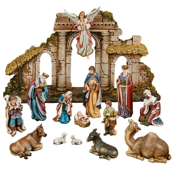 Heirloom Nativity Figures Multi Warm Fifteen Piece Set 15 pc st