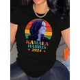 thumbnail image 1 of Camiseta gráfica de la campaña Kamala Harris 2024 para mujer: estampado de retrato vibrante y colorido, camiseta informal de cuello redondo y manga corta, algodón cómodo, ideal para verano y deportes,, 1 of 6