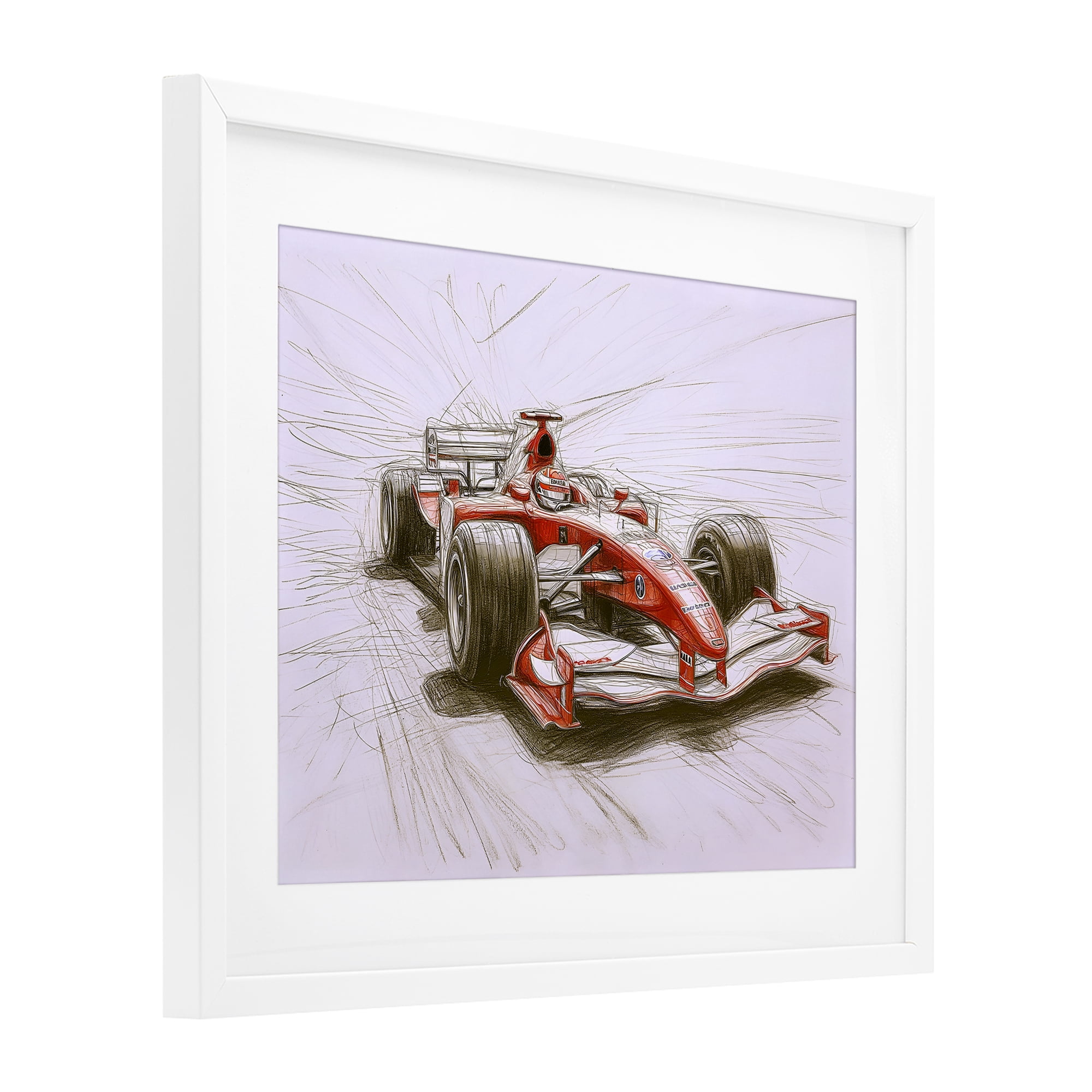 Stupell Industries Sketched Race Car Concept White Framed Print Under Glass, design by Steve Hunziker