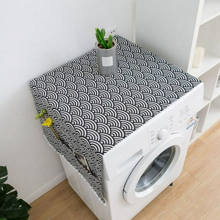 Anti-Slip Washer and Dryer Top Covers, Fridge Dust Cover, Washing Machine Top Cover Front Load, with 6 Storage Bags, Blue