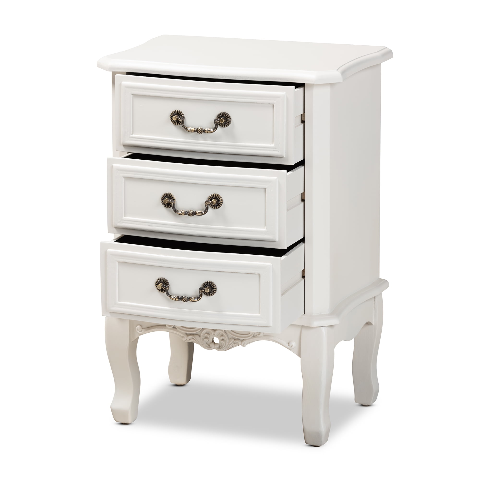 Baxton Studio Gabrielle Traditional French Country Provincial White-Finished 3-Drawer Wood End Table