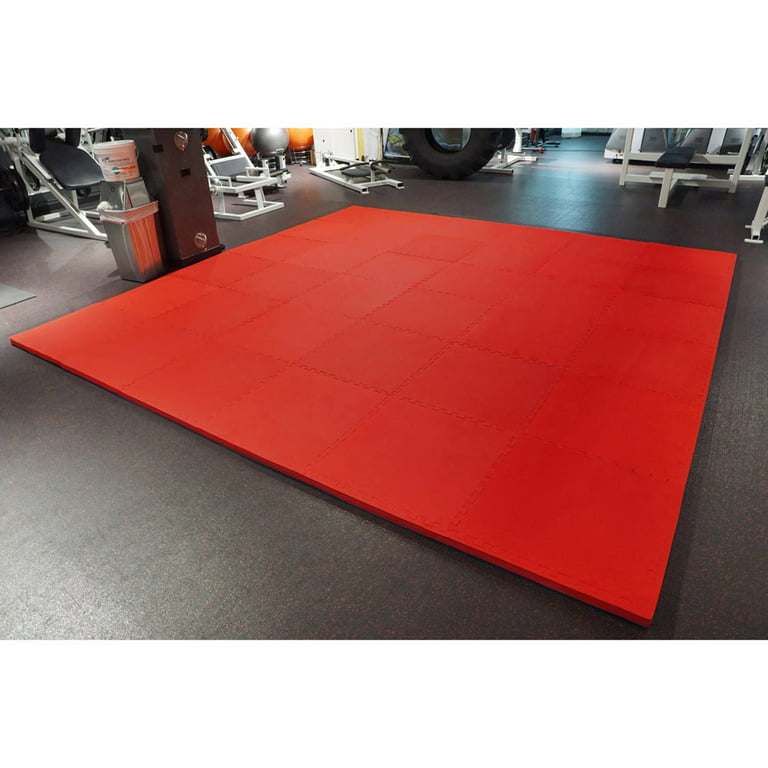 Meister X-Thick 1.5 inch Interlocking Eva Foam Mats - 2x Cushion for Wrestling, MMA Takedowns & Gymnastics - 2'x2' Tiles - Red - 10 Tiles (40 Sqft)
