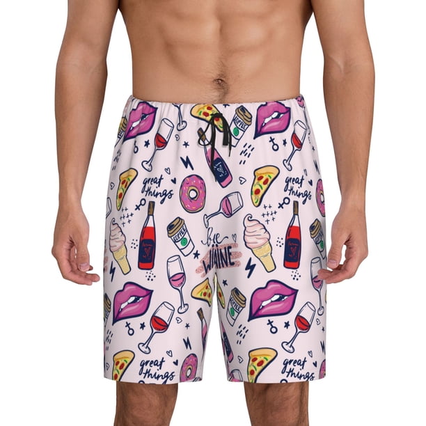 Fotbe Wine Pantalones Cortos de Pijama para Hombre, Ropa de Dormir, Pantalones de Pijama Cortos para Hombre-Medium