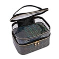 thumbnail image 1 of Bolsa de cosméticos portátil de doble capa, bolsa de maquillaje de viaje, organizador transparente multifuncional para niñas y mujeres Negro Sunnimix Neceseres, 1 of 8