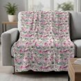 thumbnail image 2 of Vintage Pink Flower Blanket Soft Cozy Warm Twin Blanket for Bed, Plush Fuzzy Flannel Fleece Blankets for Sofa, Spring Floral Leaves Pastoral Birds Plants Throw Blankets for Couch Gifts, 60"x80", 2 of 9