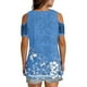 thumbnail image 3 of Tops de Hombro para las Mujeres Blusa de Impresión de Verano de Manga Corta con Cuello en V Top de Moda, Estante Ligero de Algodón de Imitación para el Uso Informal, 3 of 6